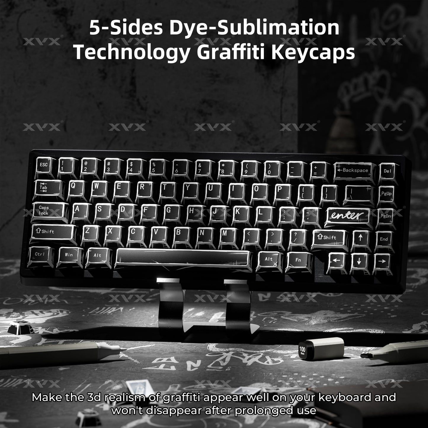 XVX Manga Theme Graffiti Cherry Profile 134-Key Dye-Sub PBT Keycap Set