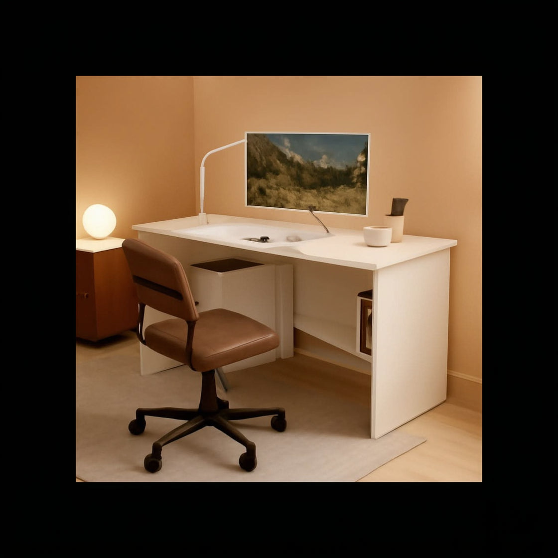 Compact White Corner Desk With Storage Shelves For Home Office