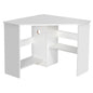 Corner Computer Desk Triangle Writing Workstation with Storage Shelf-White