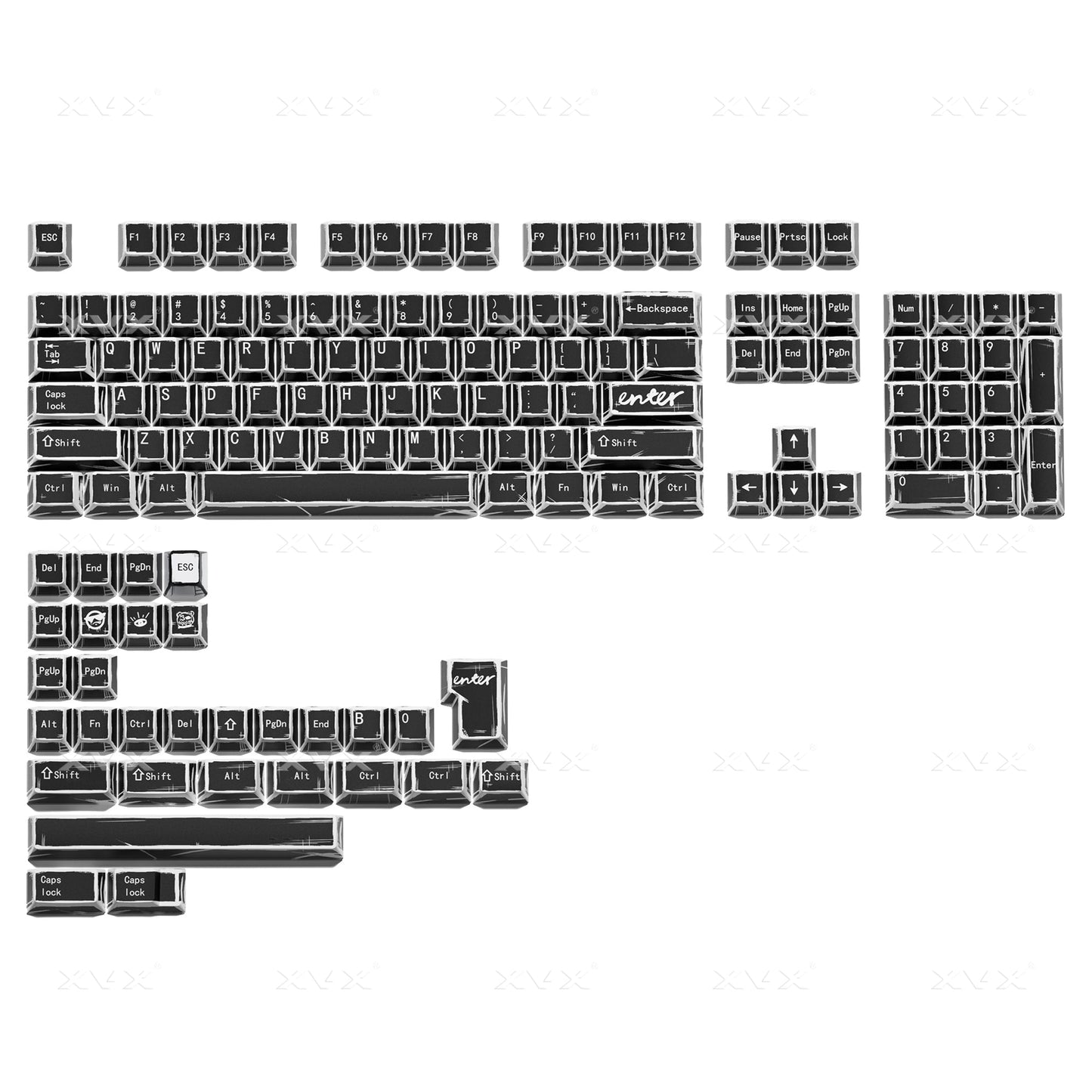 XVX Manga Theme Graffiti Cherry Profile 134-Key Dye-Sub PBT Keycap Set